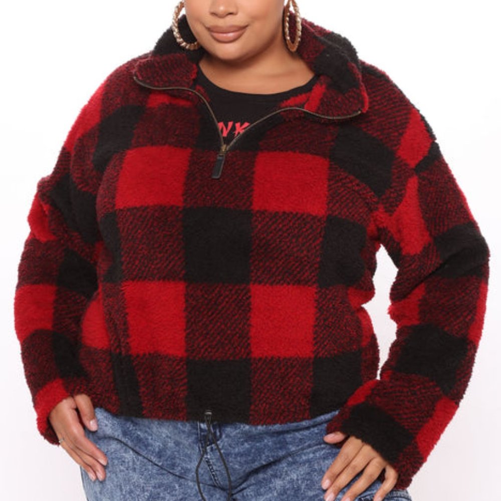 Buffalo Plaid Sherpa Pullover